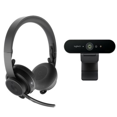 Produktbillede til Logitech Zone Wireless Headset og Brio Webcam